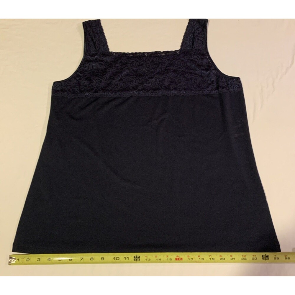 CJ Banks Lace Camisole Tank Top Womens XXL Plus Navy Blue Stretch Spandex - Picture 9 of 11